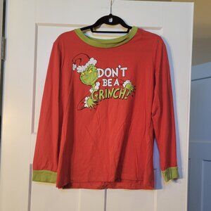 Dr. Seuss Grinch "Don't Be A Grinch!" Christmas Long Sleeve Shirt Large (12-14)